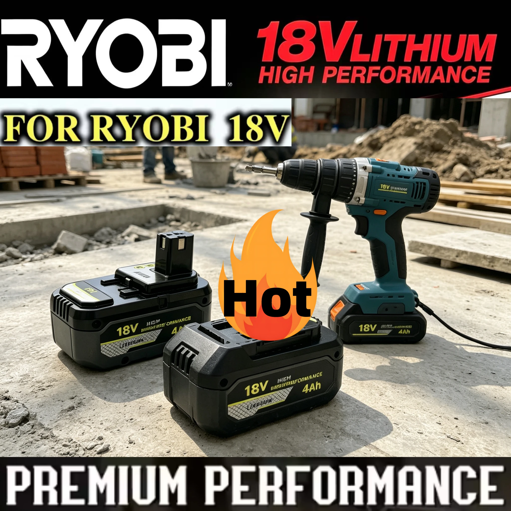 

Аккумулятор литиевый RYOBI 18V ONE+ 6.0/8.0 Ач, обновленная версия 2026 года, высокая емкость для максимального времени работы со всеми беспроводными электроинструментами серии ONE+