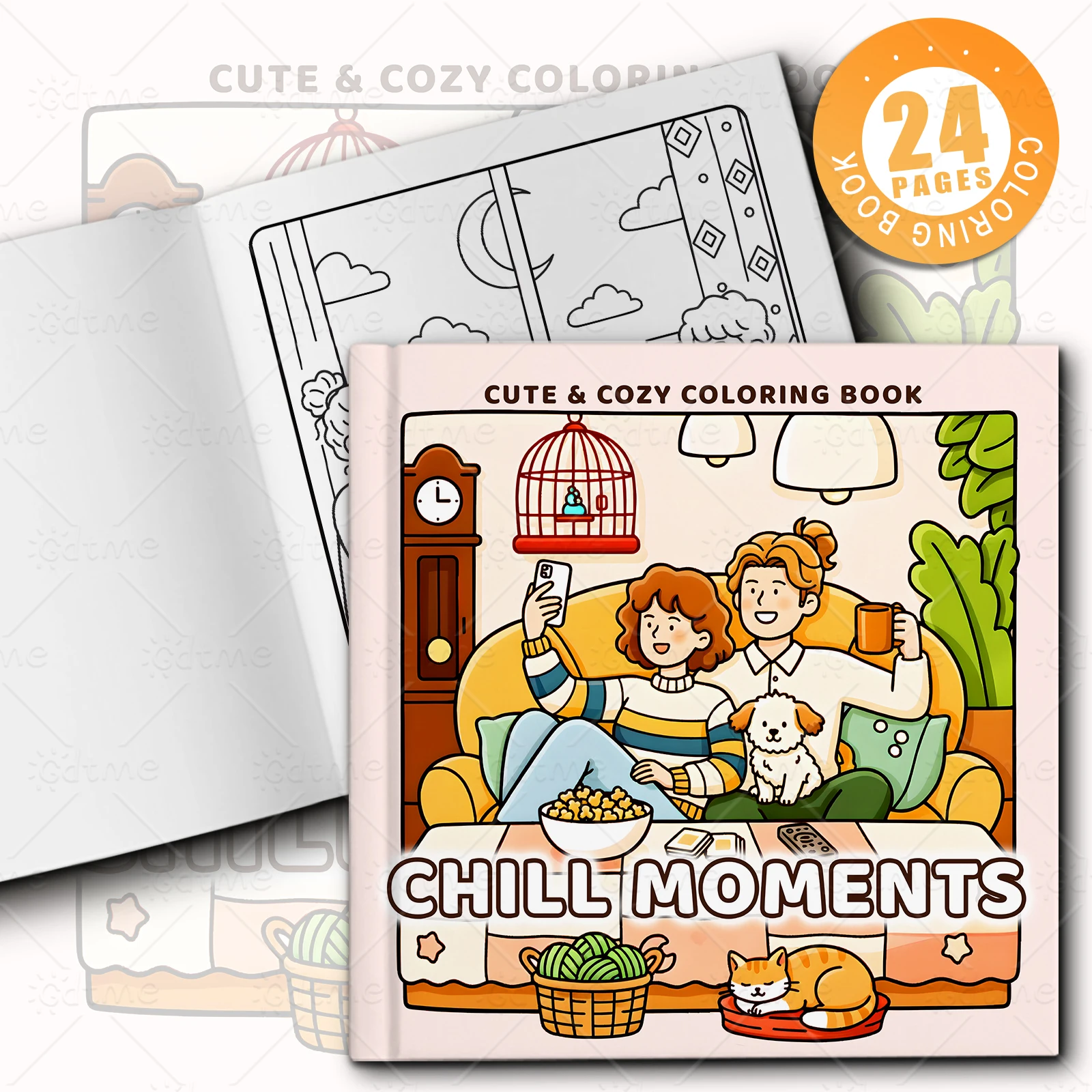 Chill Moments Coloring Book for Adults Featuring Cute Cozy Daily Activities for Relaxation Drawing Books (Cozy Spaces Coloring)