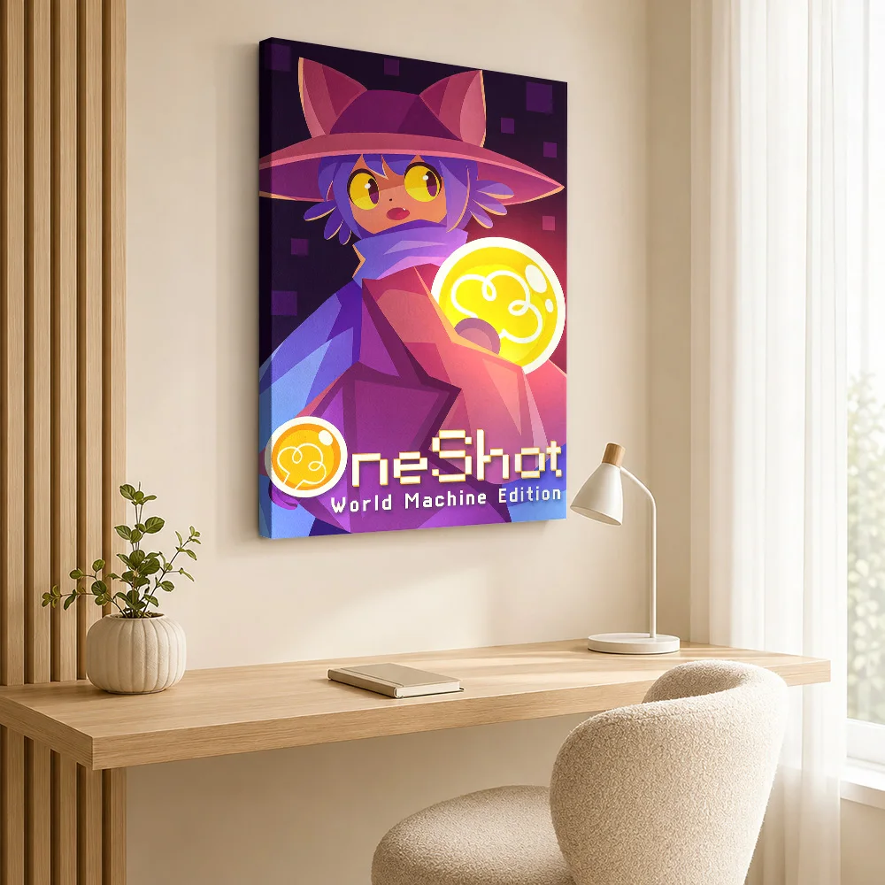 OneShot World Machine Edition Artwork Canvas Posters Pixel Style Wall Decor With Customized Photo For Man Cave Ideal Gamer Gift