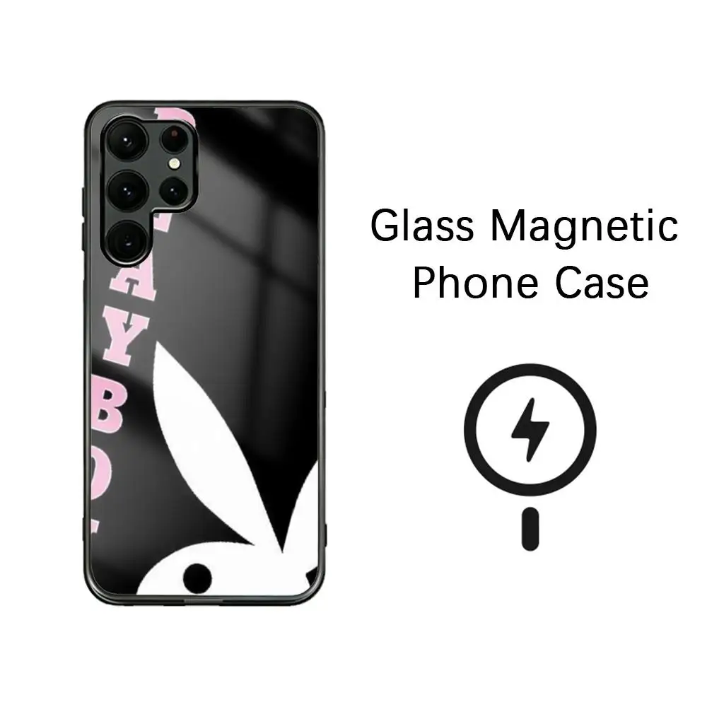 Cartoon Printing Playboy Rabbit Phone Case For Samsung S26 S25 S24 S23 S22 S21 S20 Plus Ultra Note20 Glass Magnetic Case