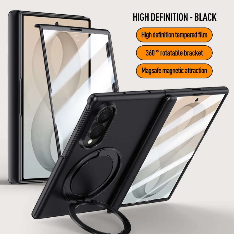 Etui na Samsung Galaxy Z Fold 8, szerokie, matowe, z obrotowym uchwytem, magnetycznym ładowaniem bezprzewodowym, z osłoną na zawias i folią hartowaną, odporne na wstrząsy. — zdjęcie produktu 2
