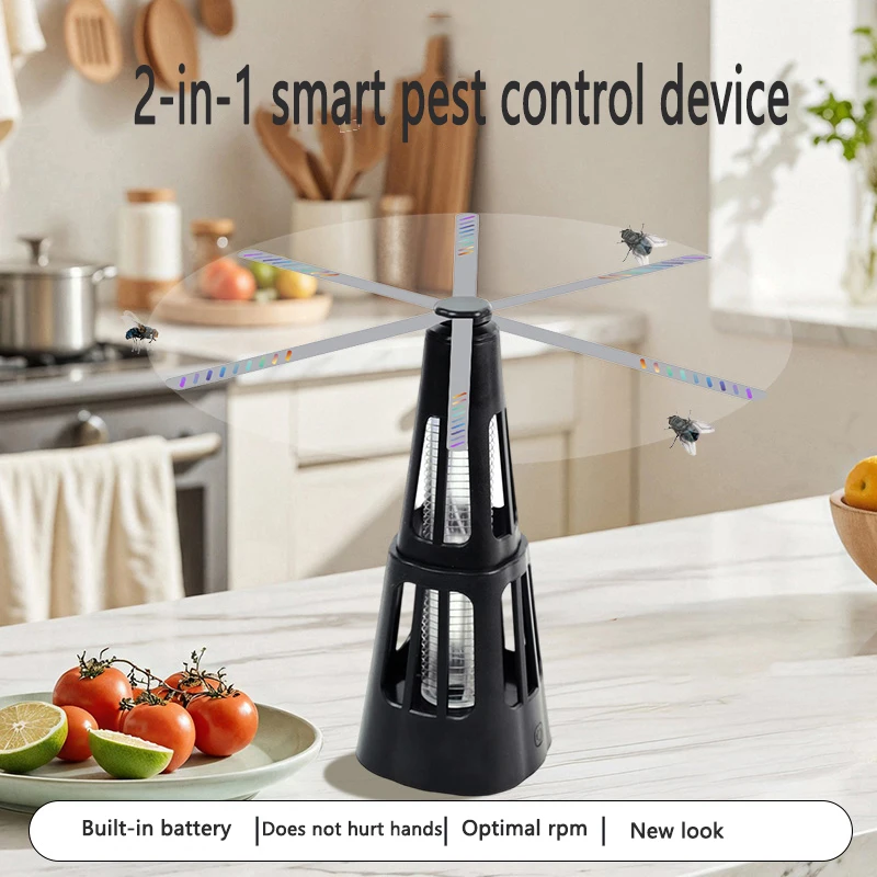 

Вентилятор для мух и убийца комаров 2-в-1, перезаряжаемый отпугиватель насекомых от USB для использования в помещении/на открытом воздухе, защита от мух, портативный для