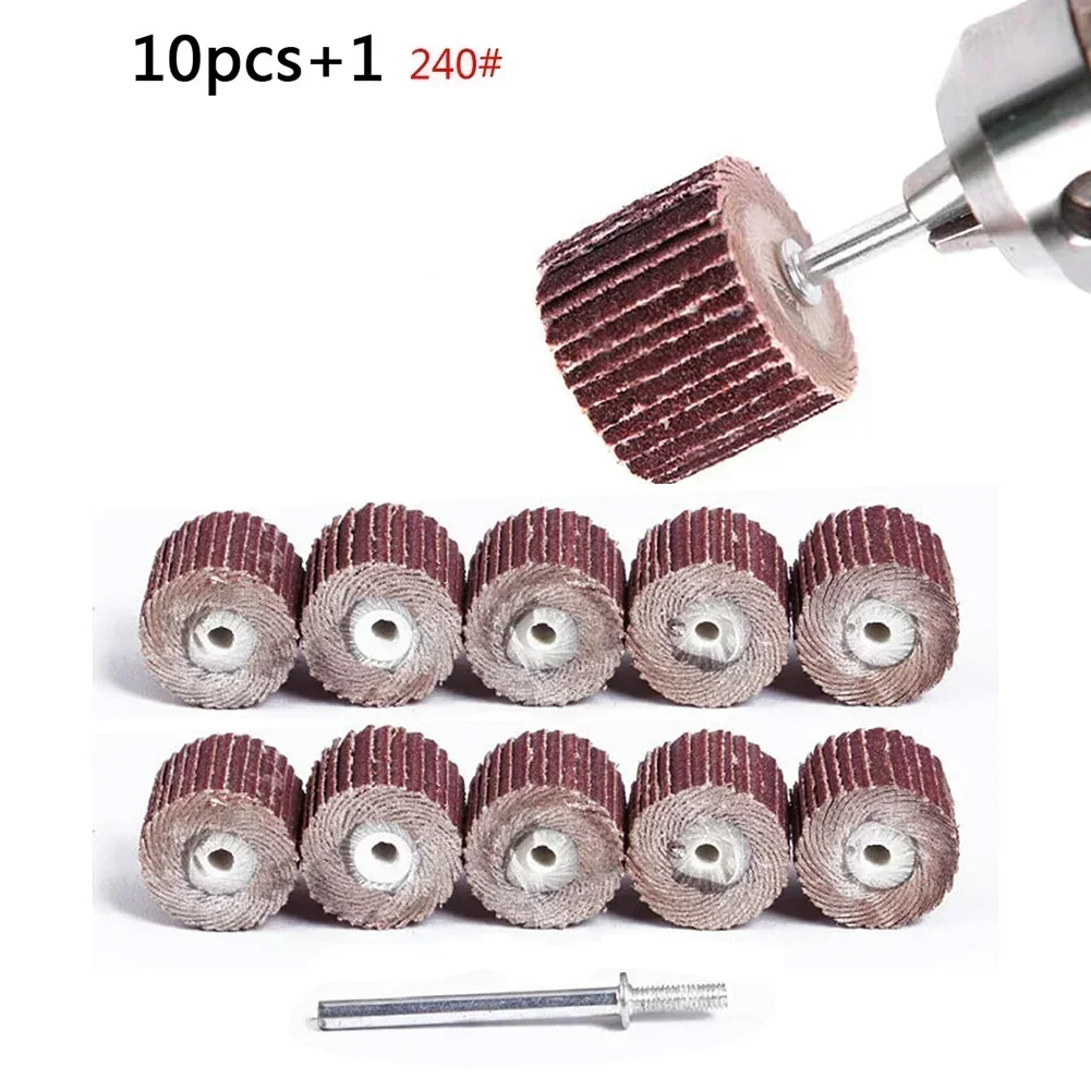 10 Pcs Flap Wheel Disc Sanding Drill Sandpaper Polishing Drill Bit 80/120/240 Grit Rotary Tool For Grinder Head