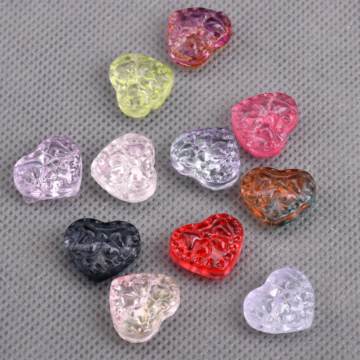 10pcs 16x14mm Heart Shape Handmade Bowknot Embossment Lampwork Glass Loose Beads For Jewelry Making DIY Bracelet Crafts Findings