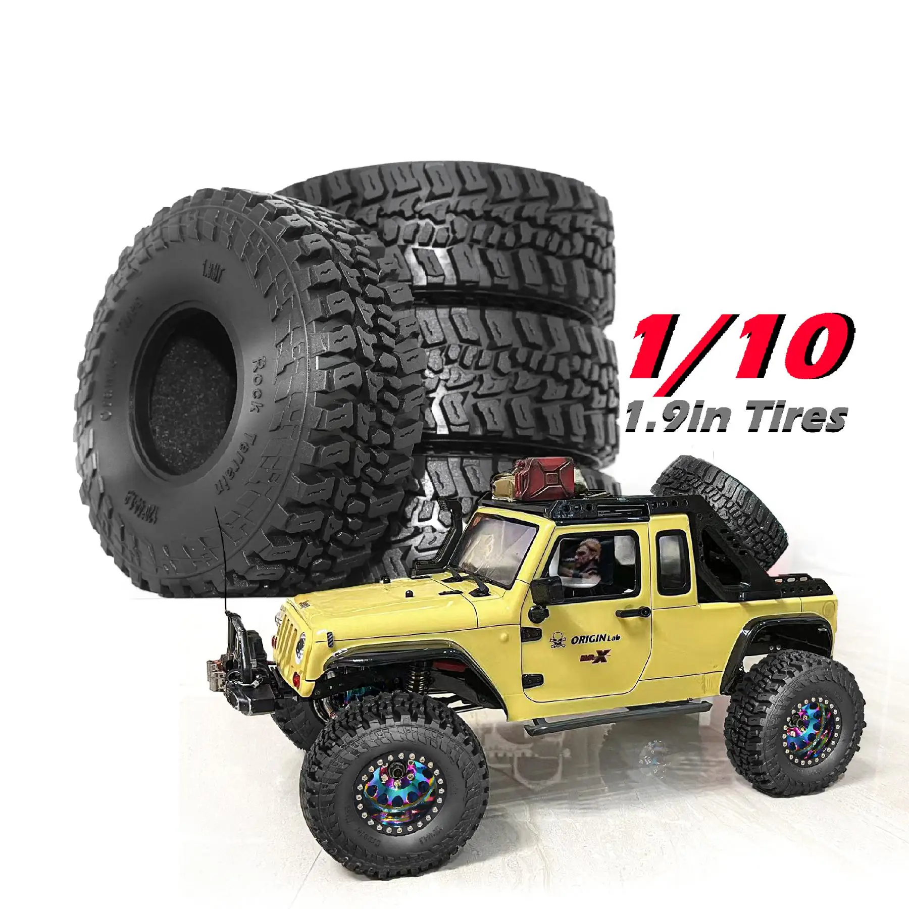 

4pcs 1.9 Inch Rubber Tyre 120*44mm For 1/10 Rc Crawler Car Traxx/as Trx4 Axial Scx10 Wraith Scx10 Yikong Rgt Wrangler 1.9 Wheel