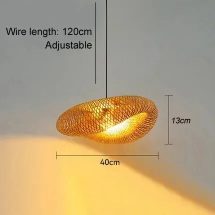 40-80cm Bamboe Weven LED Hanglamp Handgemaakte Vintage Home Opknoping Kroonluchter Lampenkap Eetkamer Woonkamer Indoor Armaturen