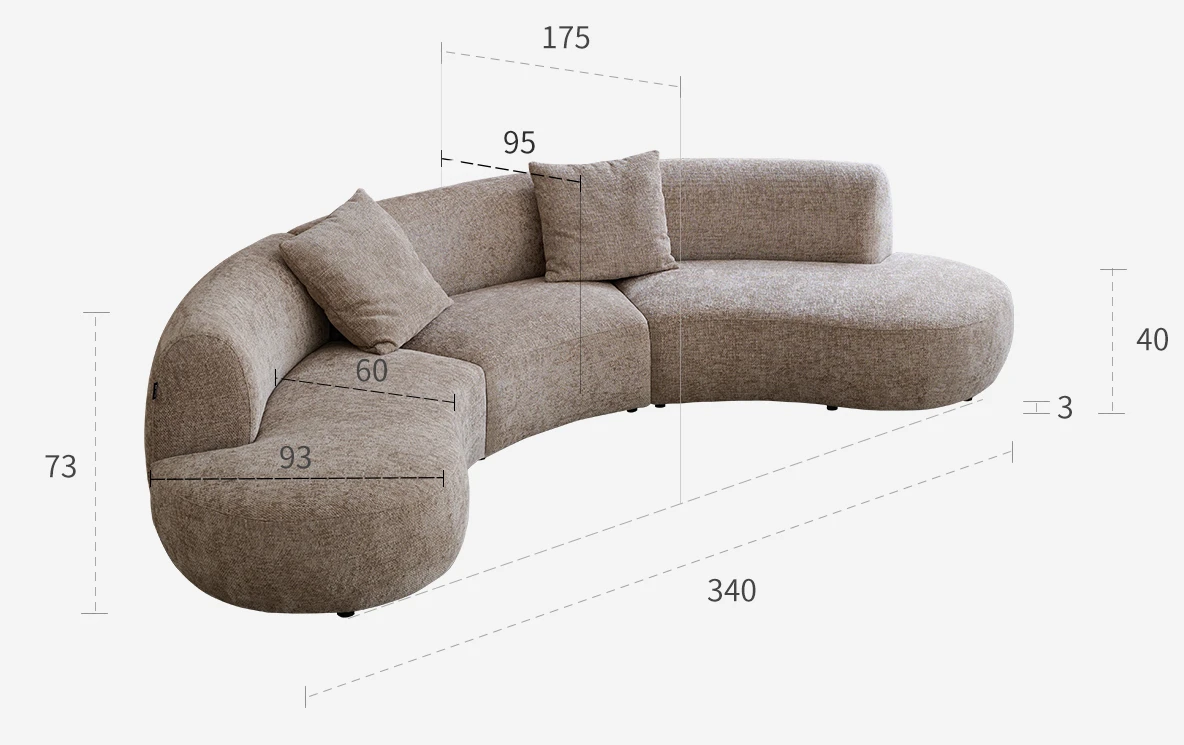 

Sofa retro medieval style curved module combination sofa wabi sandy wind large flat-floor villa fabric