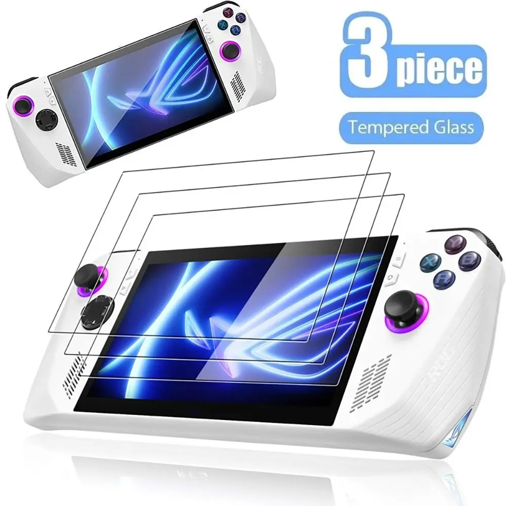 3pcs Game Accessories Screen Protector HD 7 inch Protective Film Curved Edge Handheld Console Tempered Glass for Asus ROG Ally