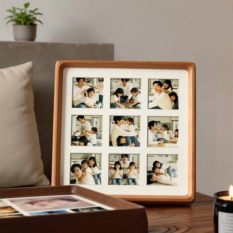

Премиальная деревянная фоторамка с девятью ячейками для фотографий, креативная рамка для свадебных памятных вещей, рамка для творчества своими руками, декор для дома, высококачественная рамка для картин
