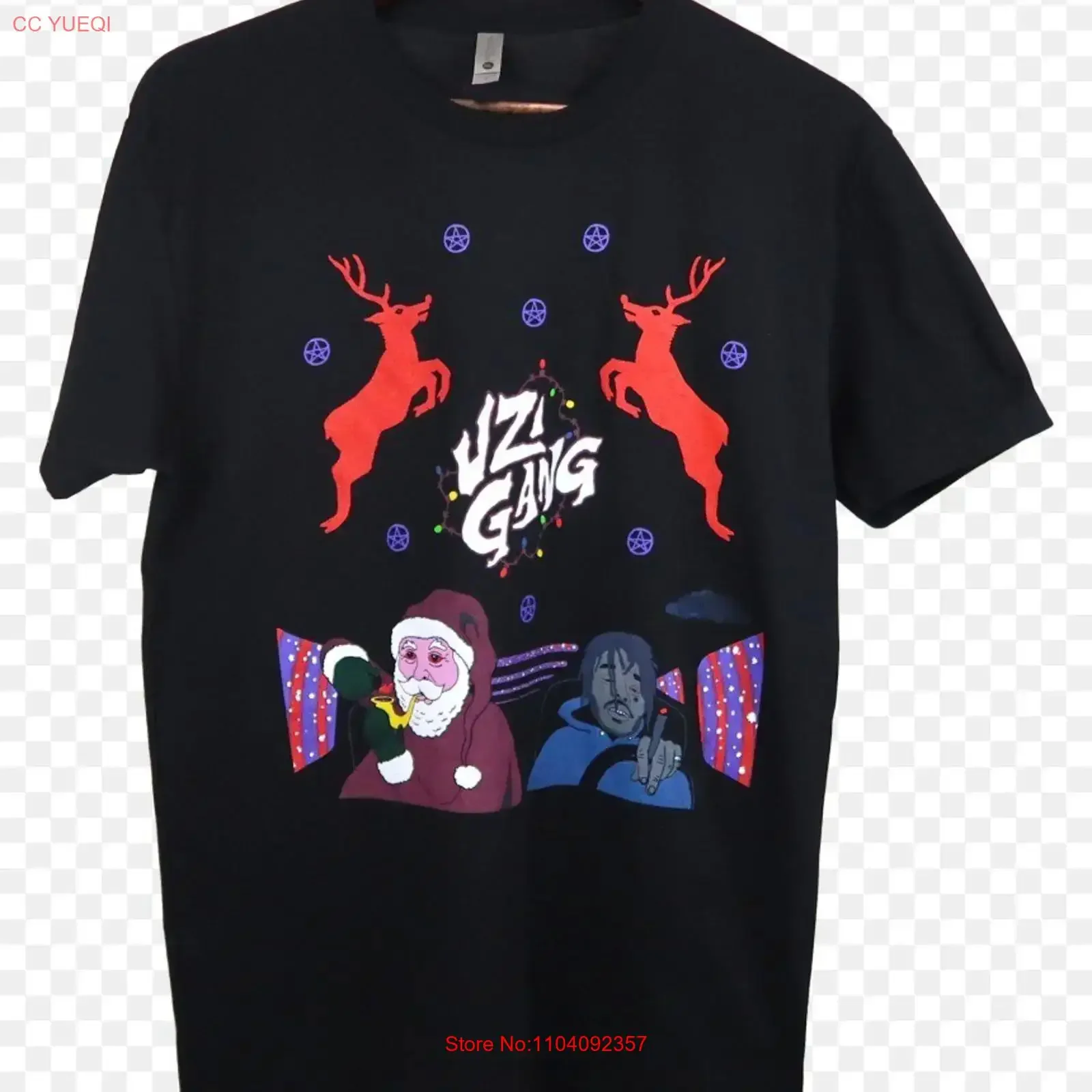 Nueva Camiseta Negra de Navidad Happy Christmas Lil Uzi Vert para Amigos, Tallas S-5XL, CO_314, Estilo Vintage Lavado, Unisex, Ropa de Diseñador