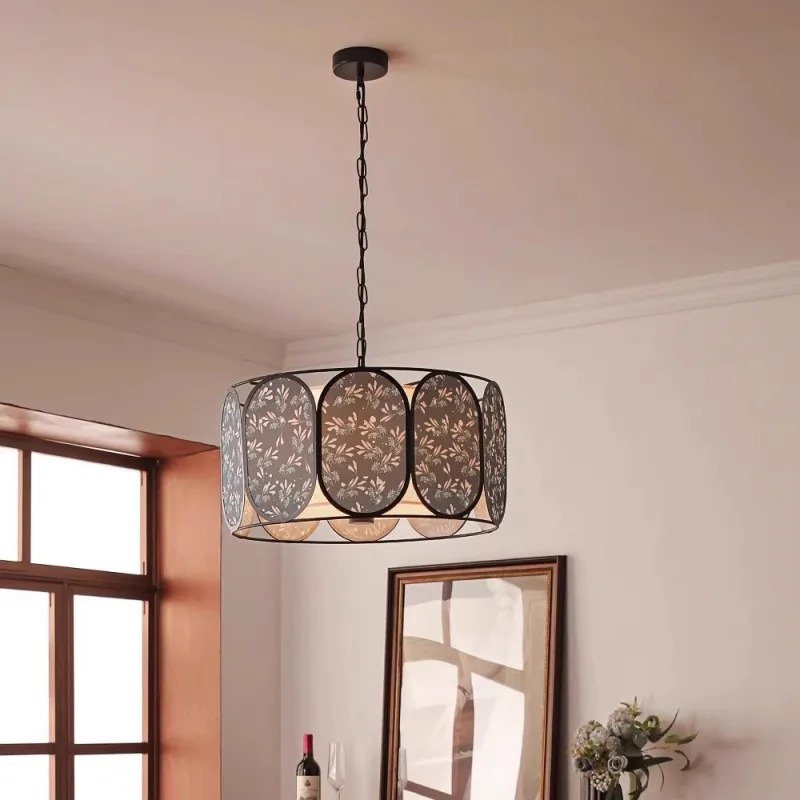 

French style living room LED pendant light, modern aesthetic restaurant light, Wabi Sabi style designer retro lighting fixtures