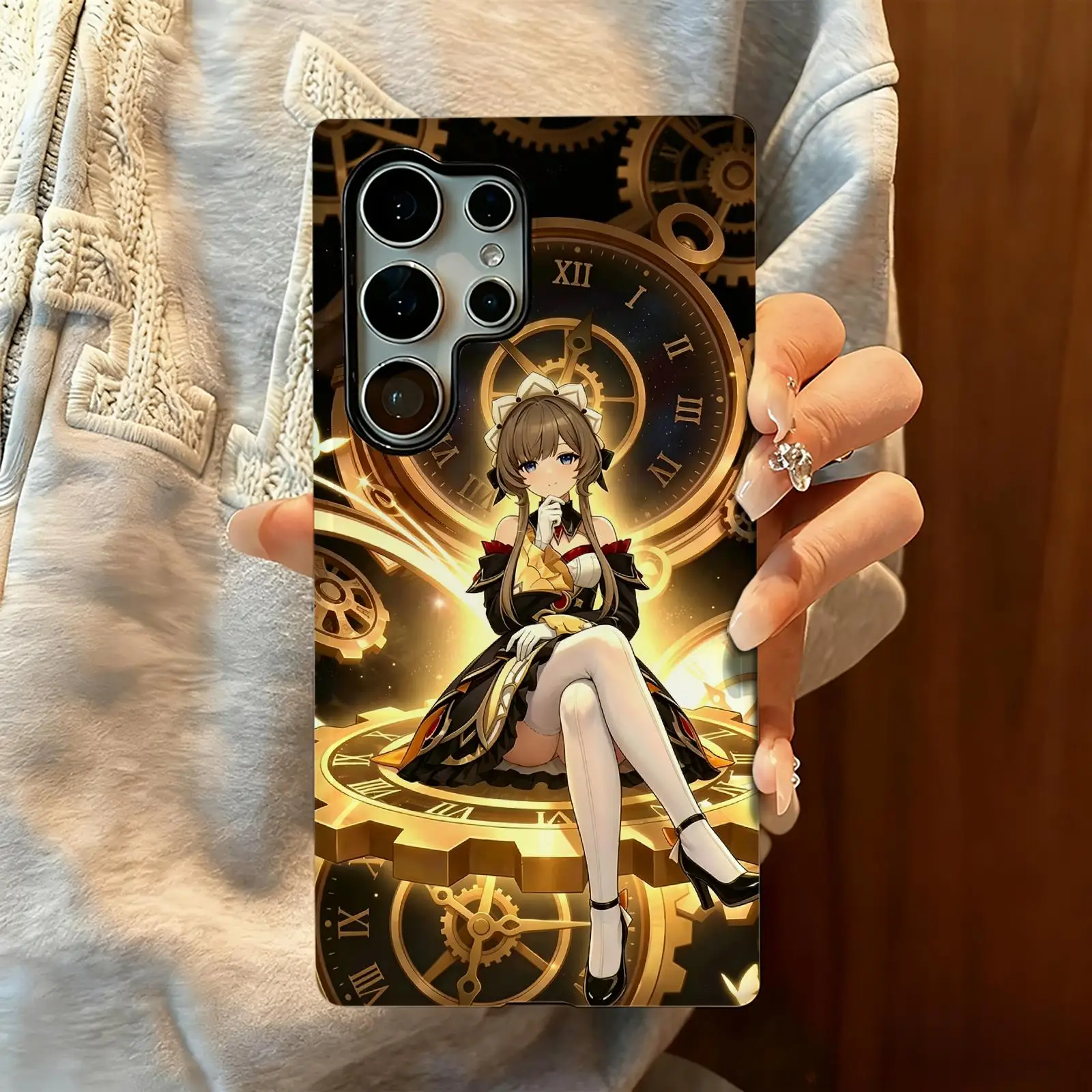 Phone Case For Samsung Galaxy S26 25 S24 S23 S22 S21 Ultra genshin impact Sandrone Glossy Film Phone Case