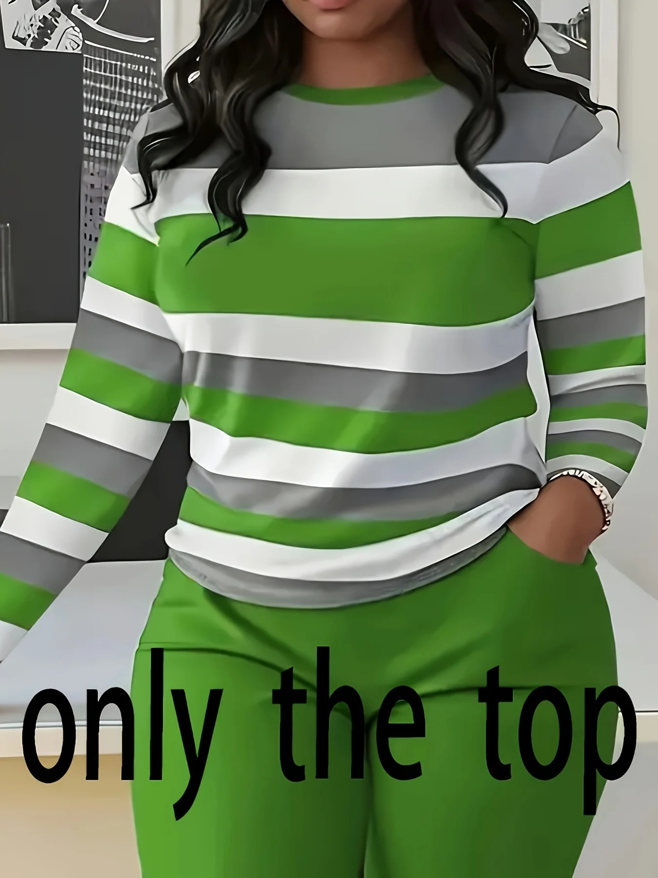 

Women's casual striped long-sleeved round neck T-shirt, soft and breathable, suitable for casual occasions