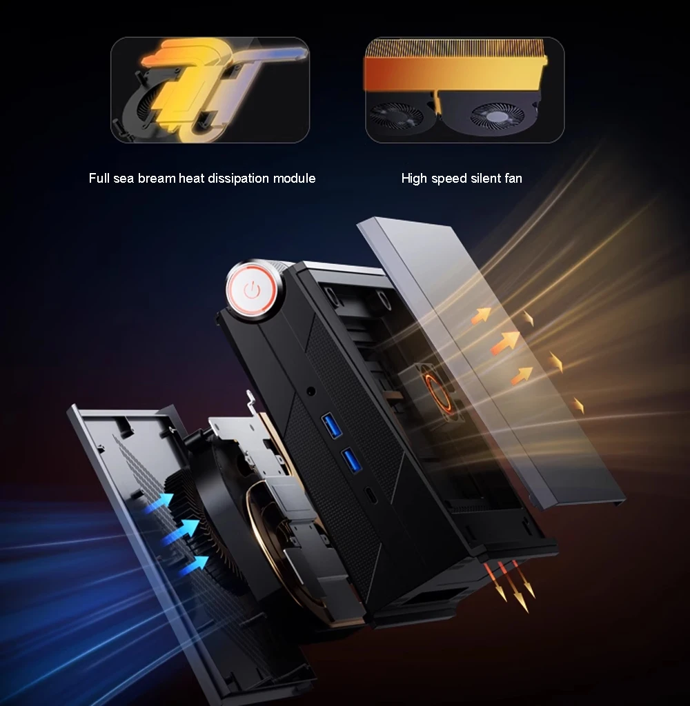 AM08 AM08Pro Gamer Mini pc AMD R-yzen 9 6900HX 5900HX PC M.2 NVME 2TB WIFI 6 4USB 1Type-C triple-display 2*HD  Office Computer