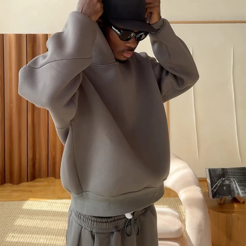 American Winter Oversized Hoodies Sweatpants Suits Men's Vintage Hip Hop Casual Elasticity Pullover Fashion Punk