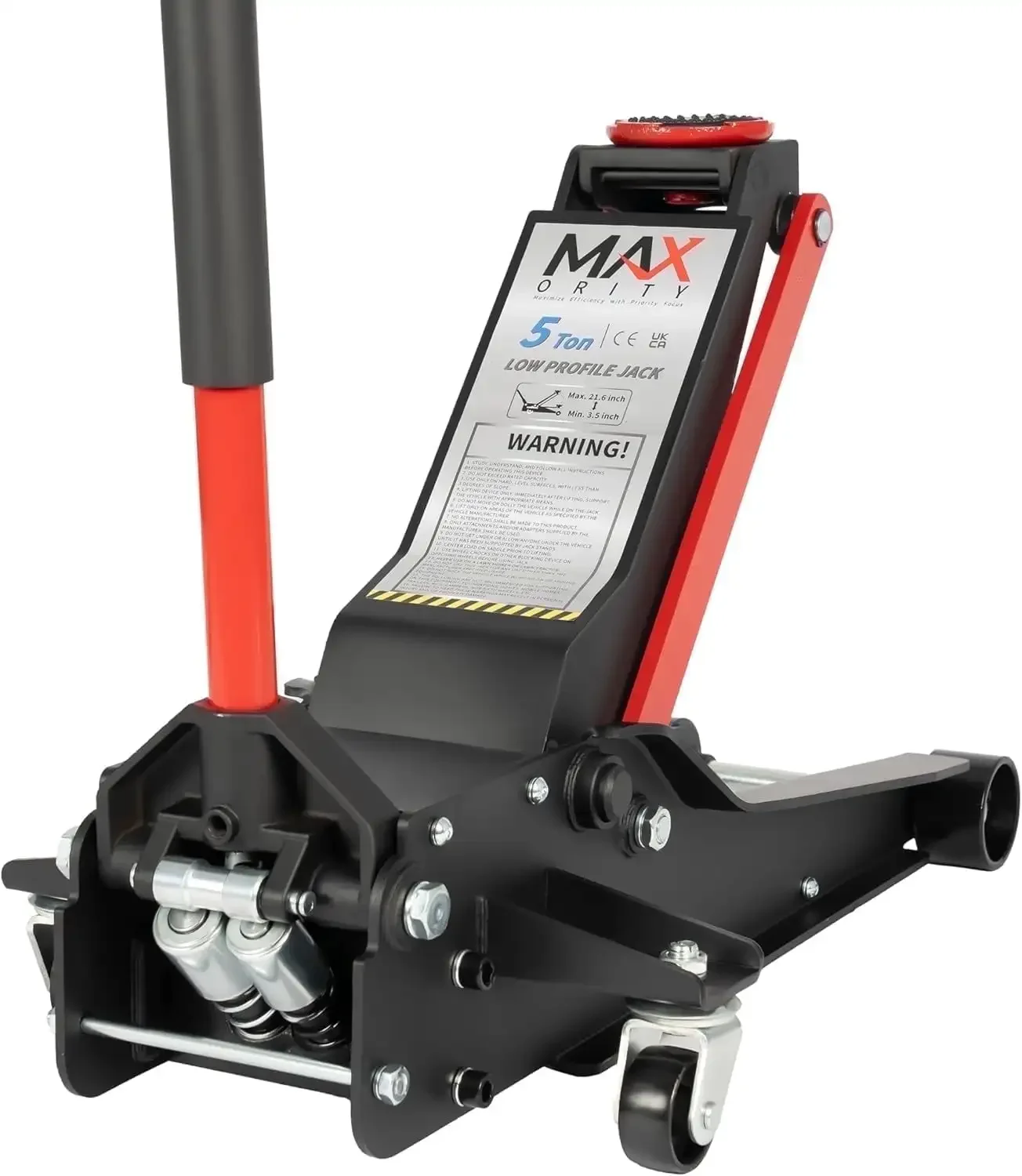 

5-Ton (11000lbs) Low Profile Hydraulic Super Heavy-Duty Steel Floor Jack with Dual Pistons Quick Lift Pump (Red, 5 Ton Low Profi
