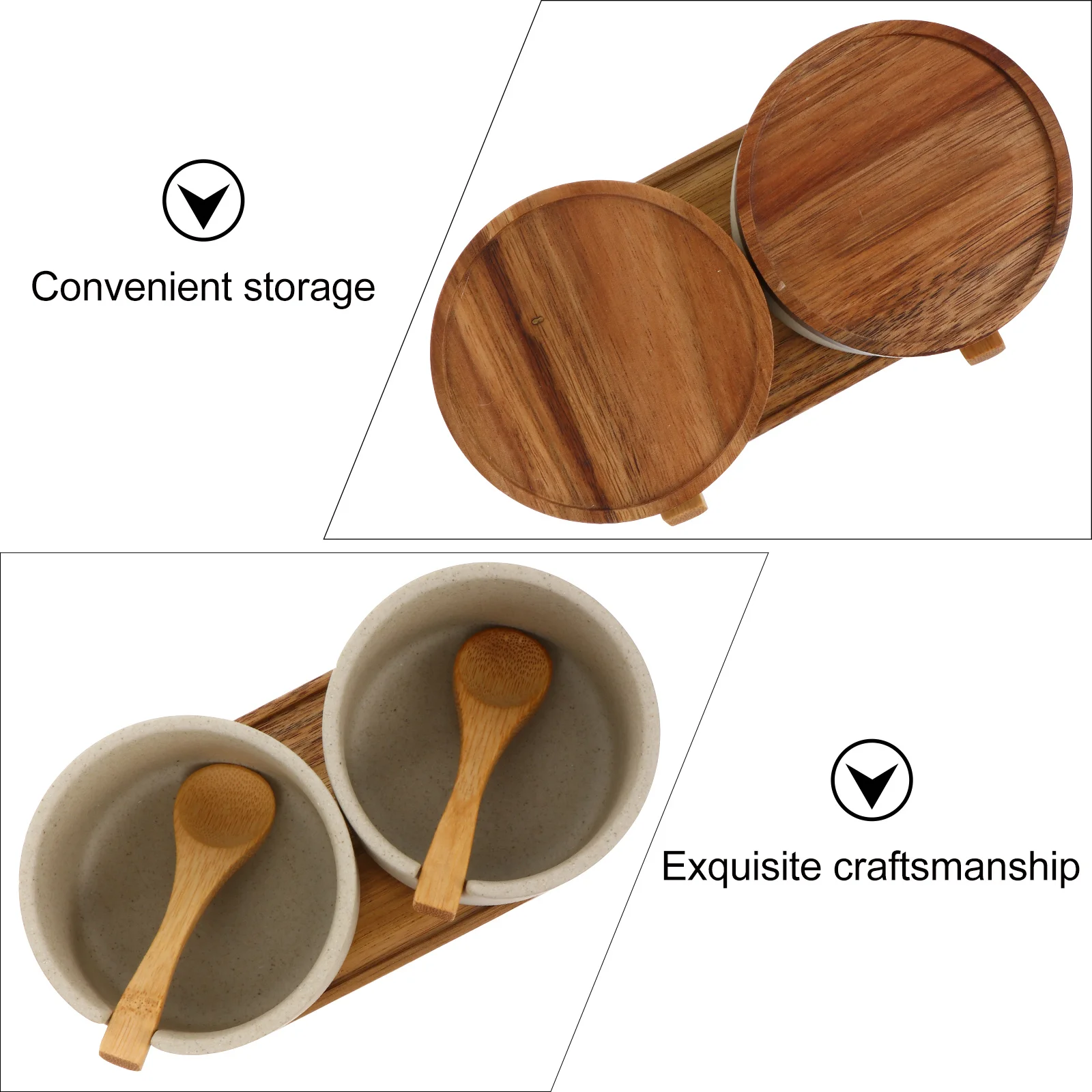 

Ceramic Wood Kitchen Spice Jar Set Simple Condiment Container With Lid Spoon For Salt Seasoning Storage Home Kitchenware