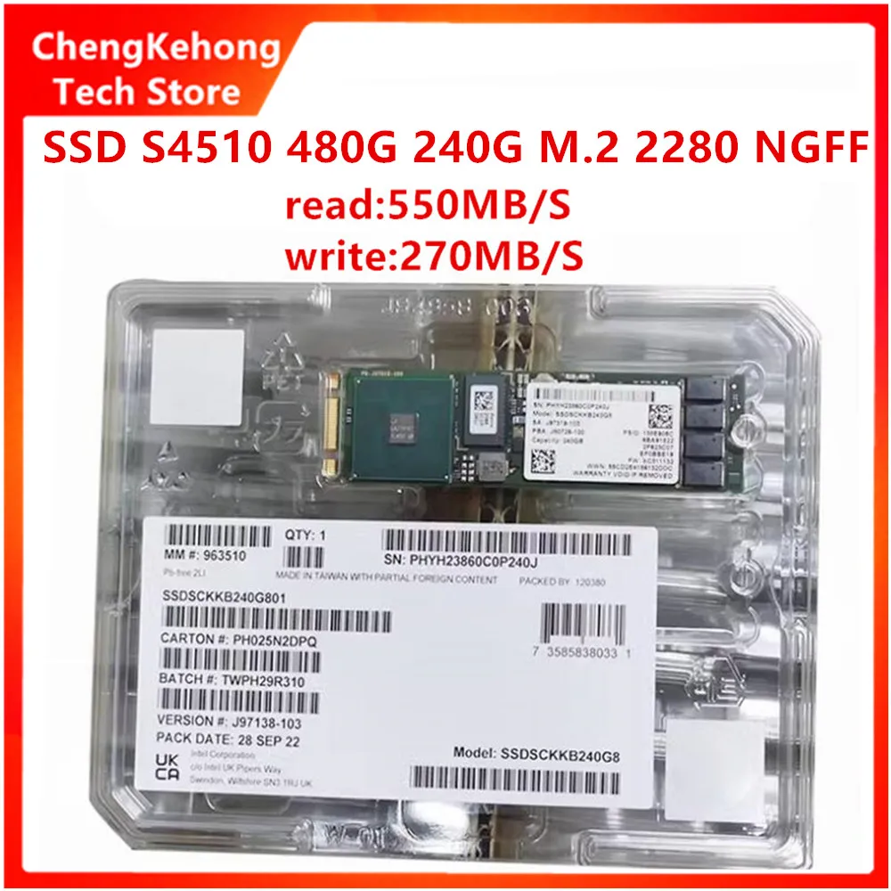 Оригинальный твердотельный накопитель для ноутбука Intel SSD S4510 240G 480G M.2 2280 NGFF Enterprise Оригинальный твердотельный накопитель для ноутбука Intel SSD S4510 240G 480G M.2 2280 NGFF Enterprise