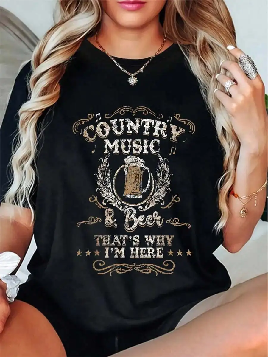 100% Cotton Vintage Country Music And Beer That's Why I'm Here Legends T-Shirt