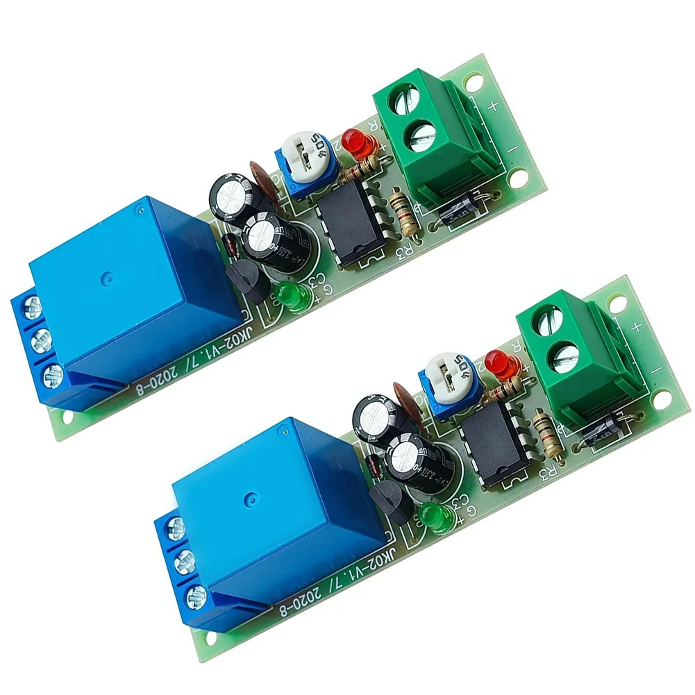 2PCS DC12V NE555 Adjustable Time Delay Relay Module 0-60s for Circuit Timing Control with Dual LED Status Display
