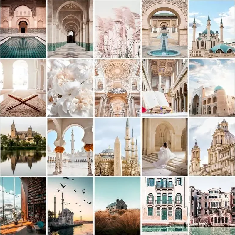 Islamic Architecture Landscape Paint By Number Kits Drawing On Canvas Pictures By Number HandPainted Gift Home Decor