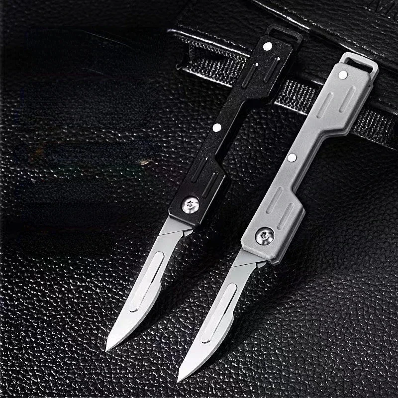 Plastic handle Mini Performance folding Mechanical Cost Scalpel Medical folding knife EDC Outdoor Unpacking pocket knife image 2