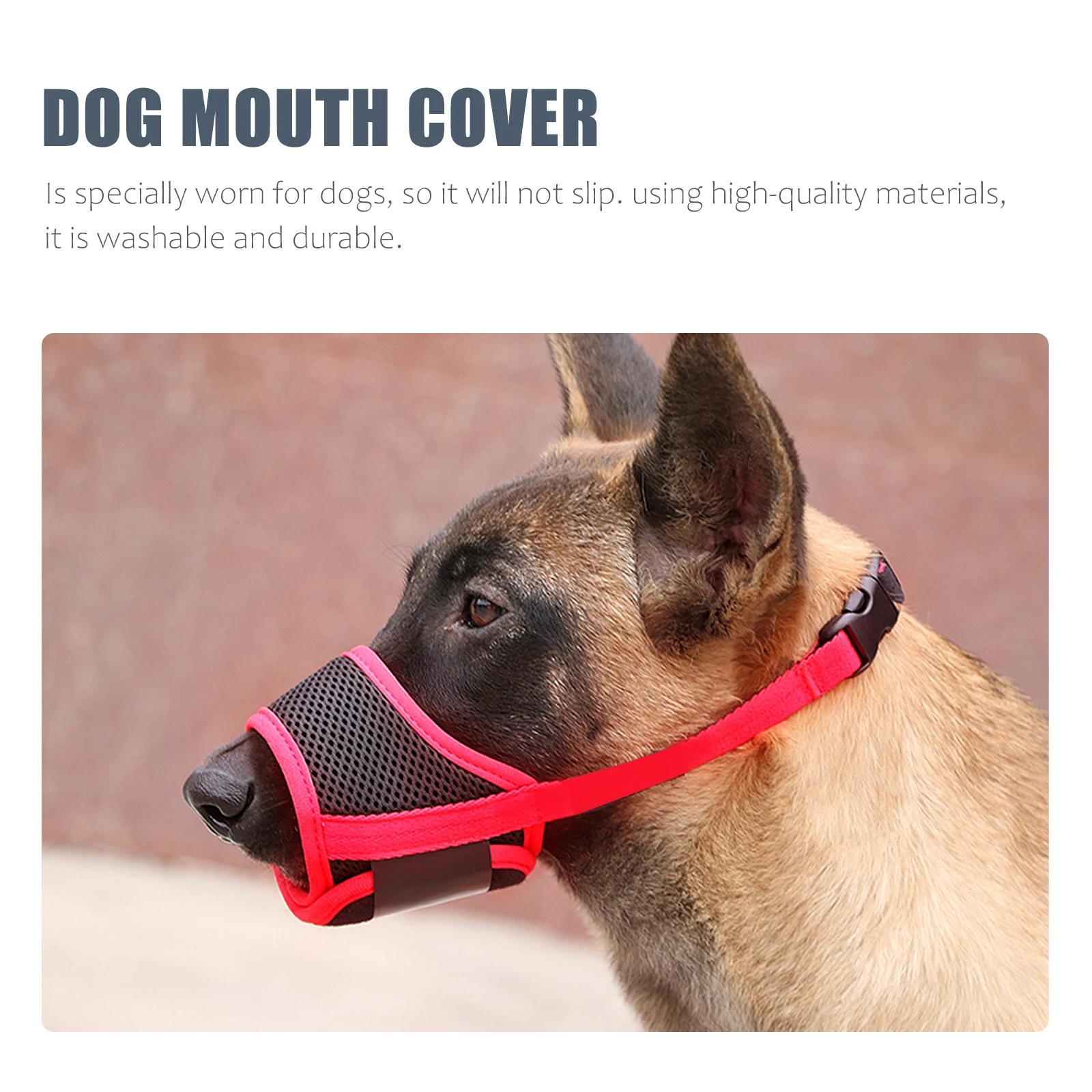 

Pet Anti-bite Dog Muzzle for Mouth Device Practical Safety Outdoor Red with Adjustable Strap Nylon
