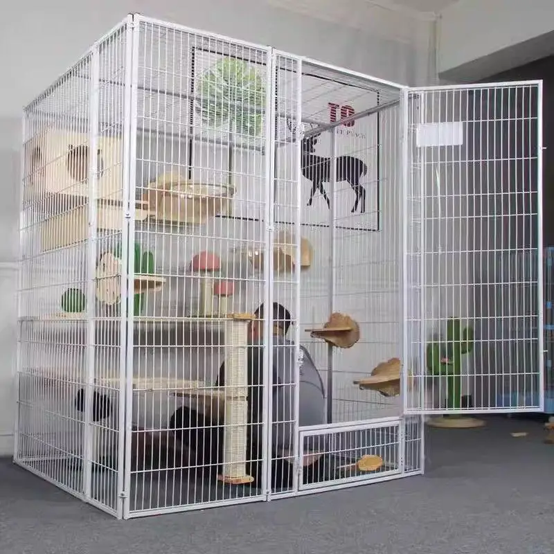 Steel pipe free large space cat cage pet fence dovecote foster care isolation household villa