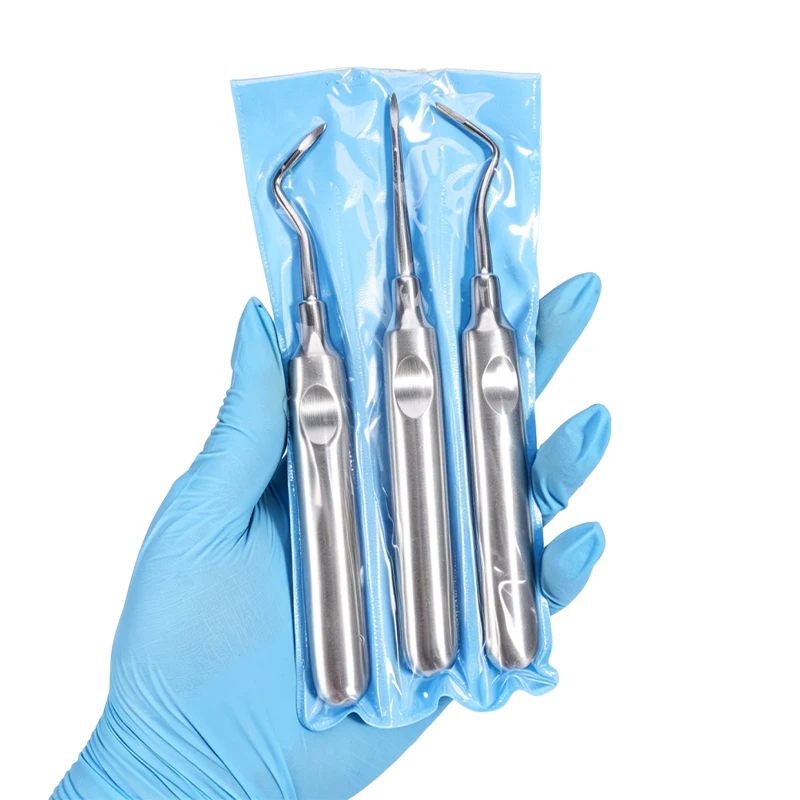 Thin stem root tip support, oral extraction support, stainless steel tool, left, middle, right three types of extraction support