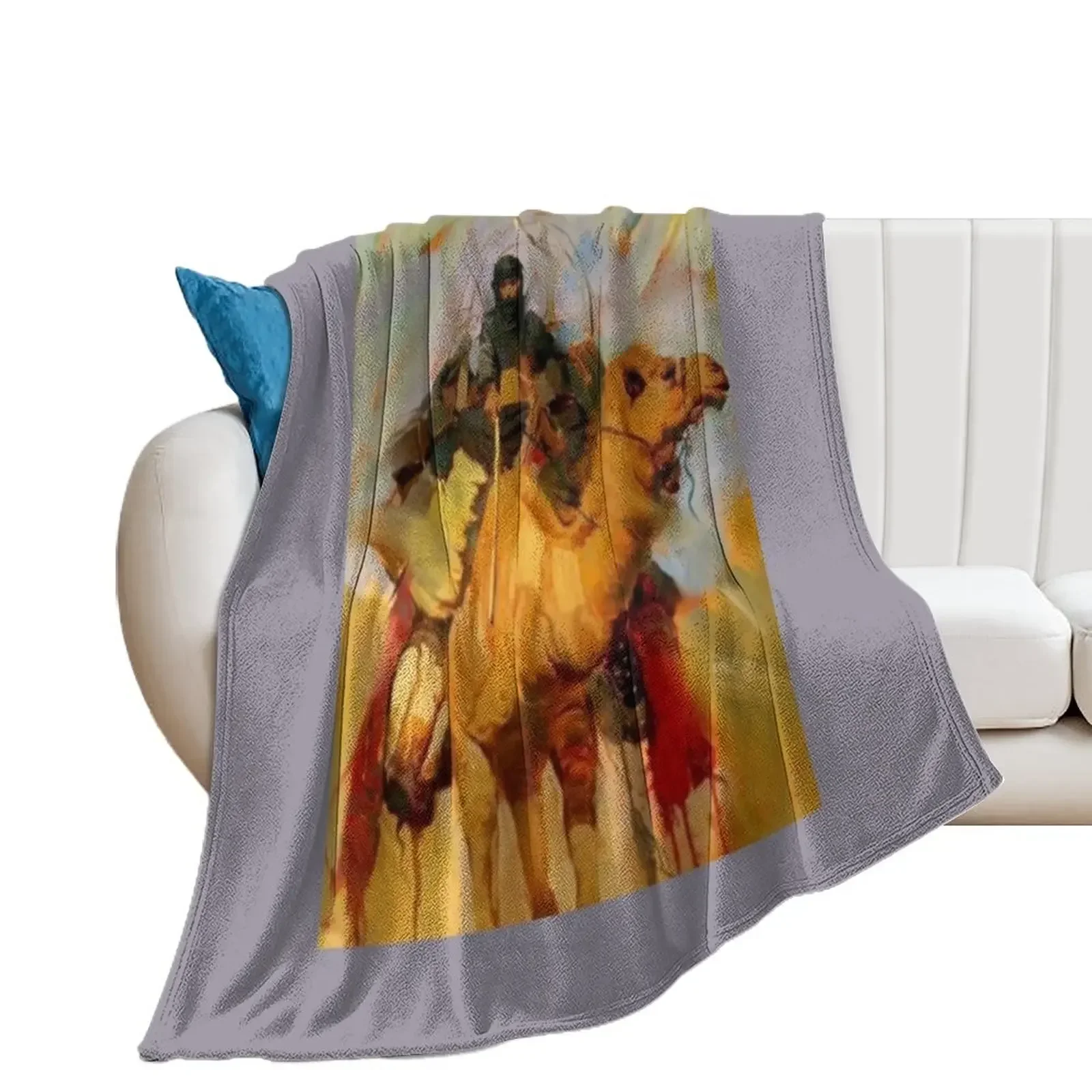 

Camel rider in the desert Throw Blanket Stuffeds Luxury Throw Blankets