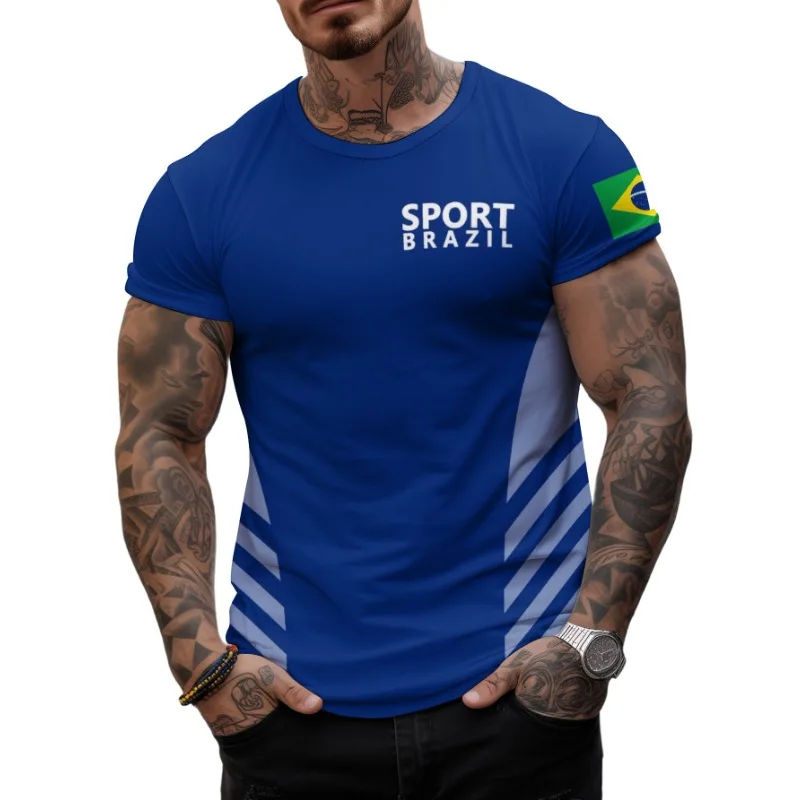 Brazil Soccer Football Jersey Men\'s T-shirt 2024 Summer Short Sleeve Oversized Clothing Graphic Casual Fashion Tops T Shirt