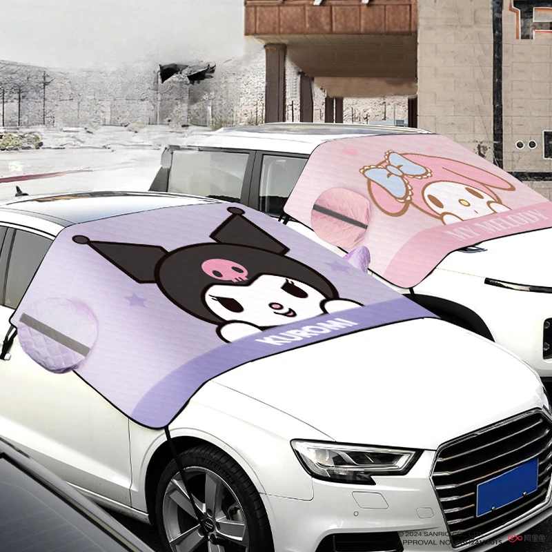 

Sanrio Car Windshield Cover Hello Kitty Anti-Frost Rain Snow Thickening in winter Shield Cute Car Decoration Accessories Gift