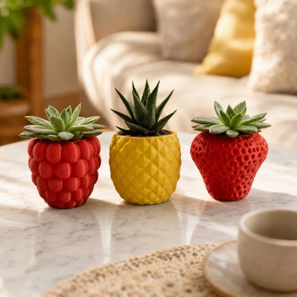 Plastic Fruit Flower Pot Self-Contained Realistic 3D Printed Succulents Planter Pineapple Home Ornaments Planter Holder
