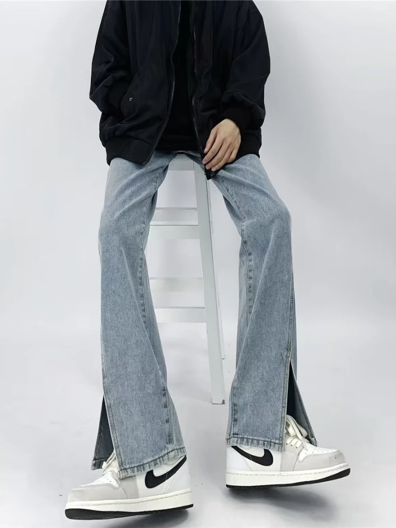 High Waist Straight Leg Jeans Women's plus Size Spring Autumn New Style Loose Split Wide Leg Pants Trendy Fat MM Short Size