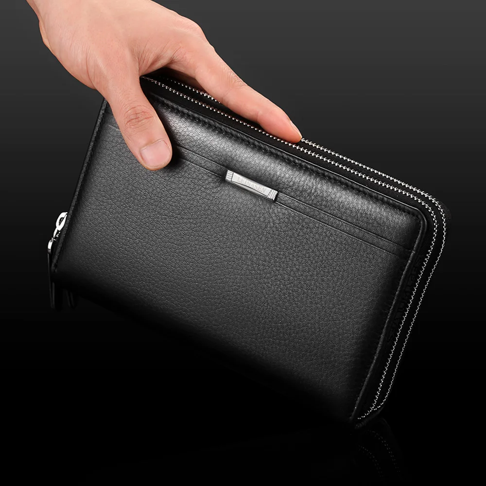 Men Long Wallet Purse Clutch Wrist Bag Mobile Cell Phone Case Business Rtro Male PU Leather Cigarette Handy Money Bag Purses