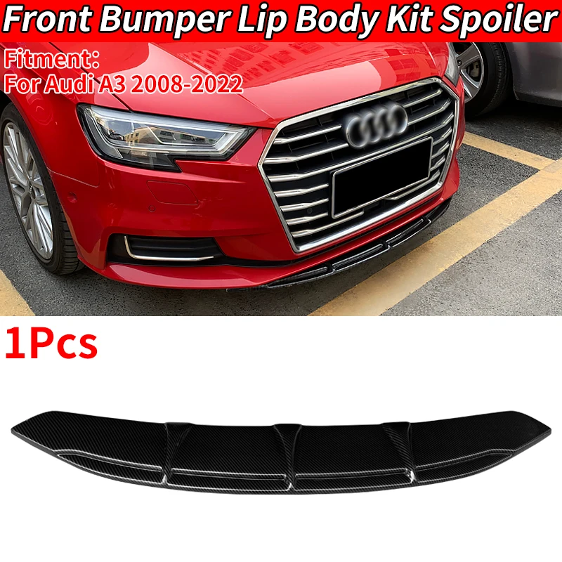 

For Audi A3 2008-2022 Car Accessory Front Bumper Splitter Lip Body Kit Spoiler Chin Plate Carbon Fiber Anti-Collision Protection