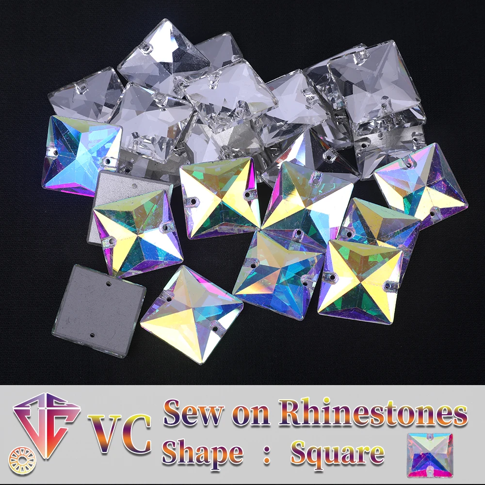 K9 High Quality Sew On AB Rhinestones Square chamfer Flatback Glass Crystals for Clothing Wedding Dresses All For Decoration DIY