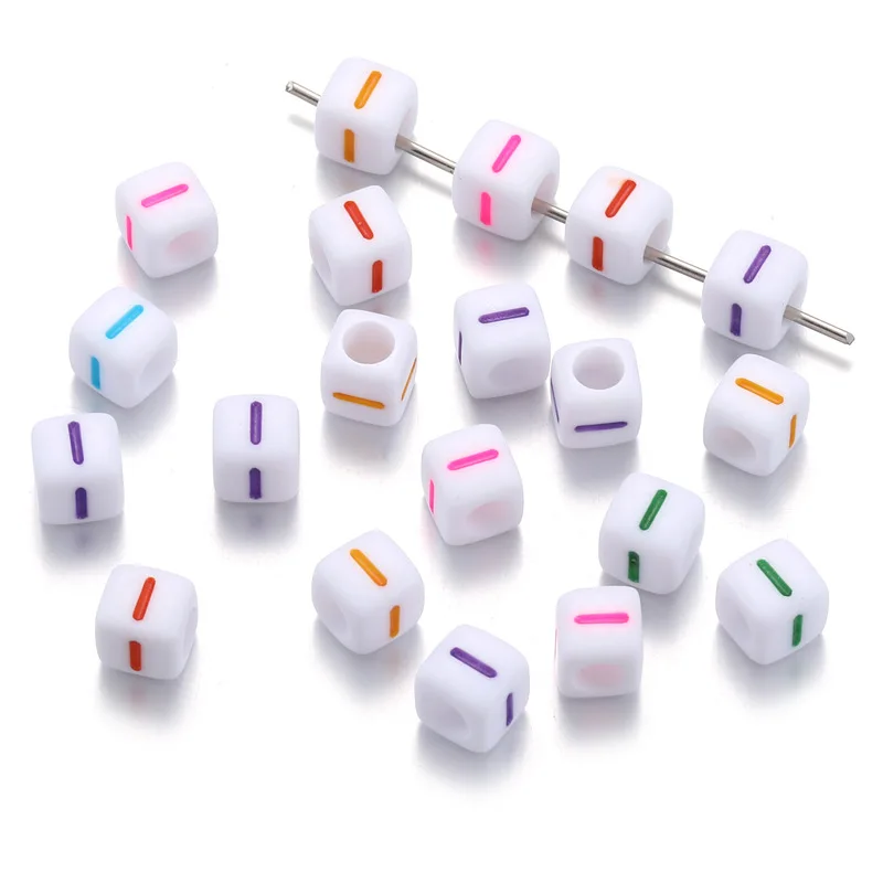 6mm Square Colorful Letter I Acrylic Beads Diy Handmade Beading Materials For Bracelet Necklace Earring Fashion Jewelry Making