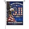 9/11 Never Forget Garden Flag 12x18 Inch, Patriotic Memorial Double-Sided Polyester Outdoor Banner with Bald Eagle and Ameri llz