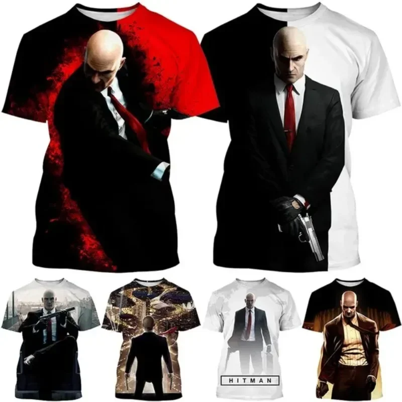 

Men's T-shirt Game Hitman T-shirt Men's Fashion Casual Short-sleeved 3D Printing T-shirt Harajuku Street Wear Round Neck S-6XL