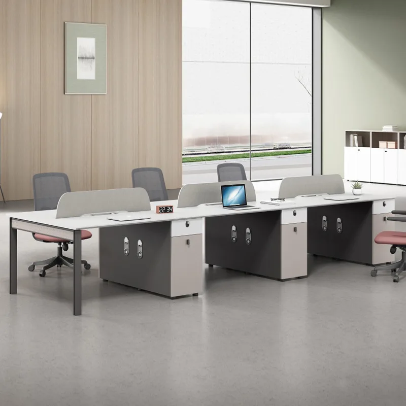 

Staff office desk and chair combination four or six people simple modern office furniture computer screen staff card seat