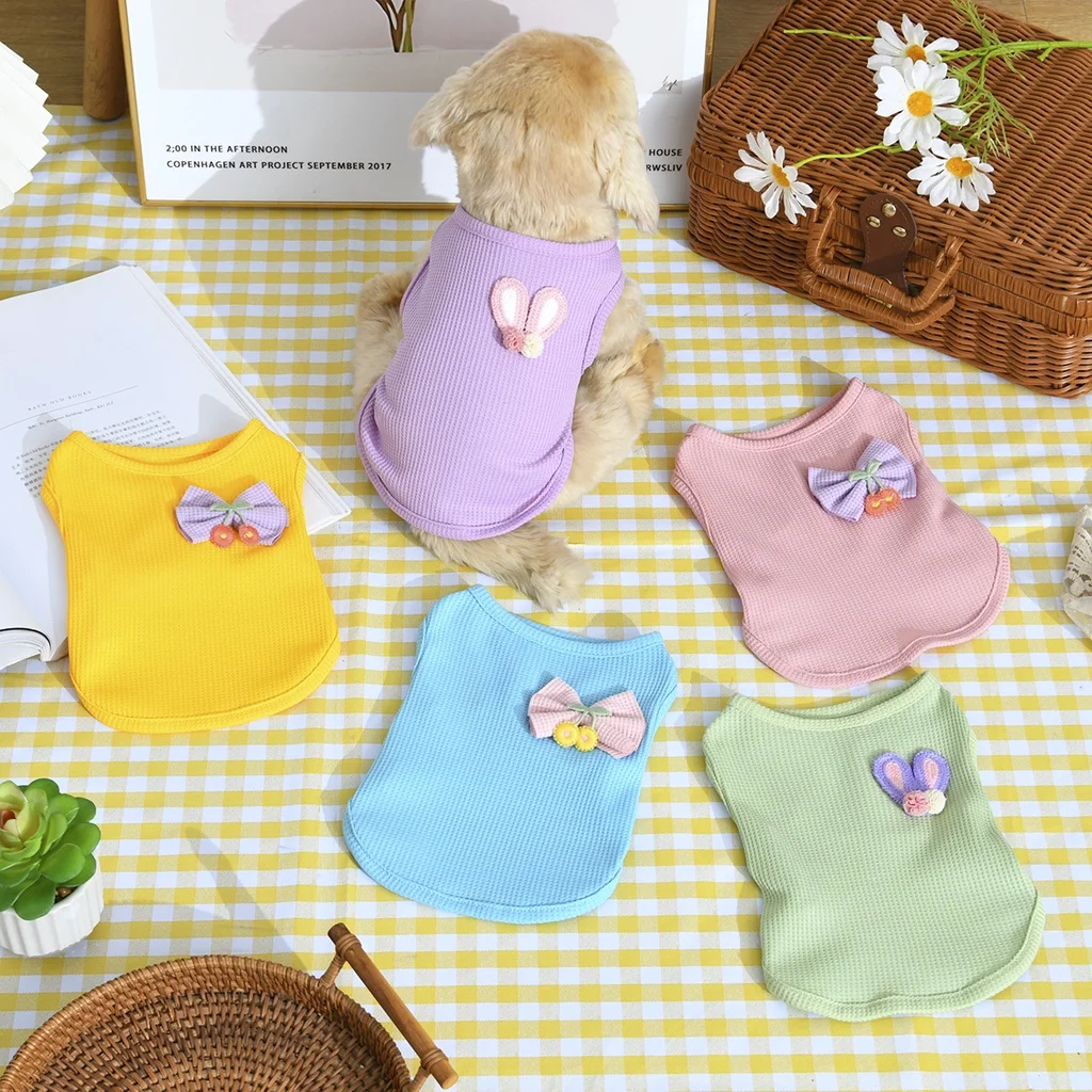 Pet Summer Cool and Breathable Vest Cat Dog Pet Butterfly Clip Rabbit Ears Cute Clothes