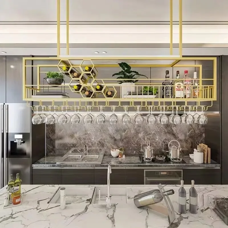 Value for money Bar Red Wine Glass Rack Hanging Wine Cabinet With Lamp Decoration Wine Creative Upside