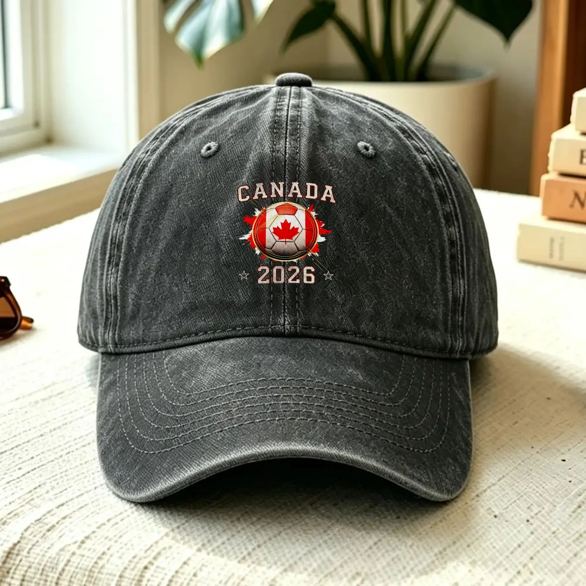 Proud Canadian Soccer 2026 Sun Baseball Cap  Street Style Unisex-Teens Washed Trucker Hat Hot Sale Design Kpop Rock Snapback Cap