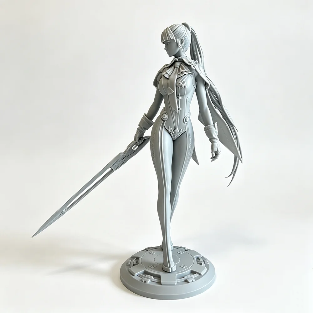 H20cm Female Warrior Unpainted Resin White Model Kit DIY Coloring Self-assembly Model Figurines Miniatures Decoration Crafts