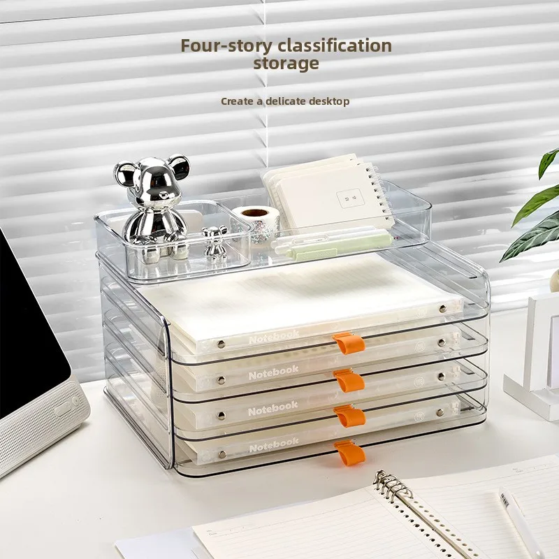 

Desk File Storage Box Acrylic File Box Office Shelf A4 Paper Book Test Paper Organizing