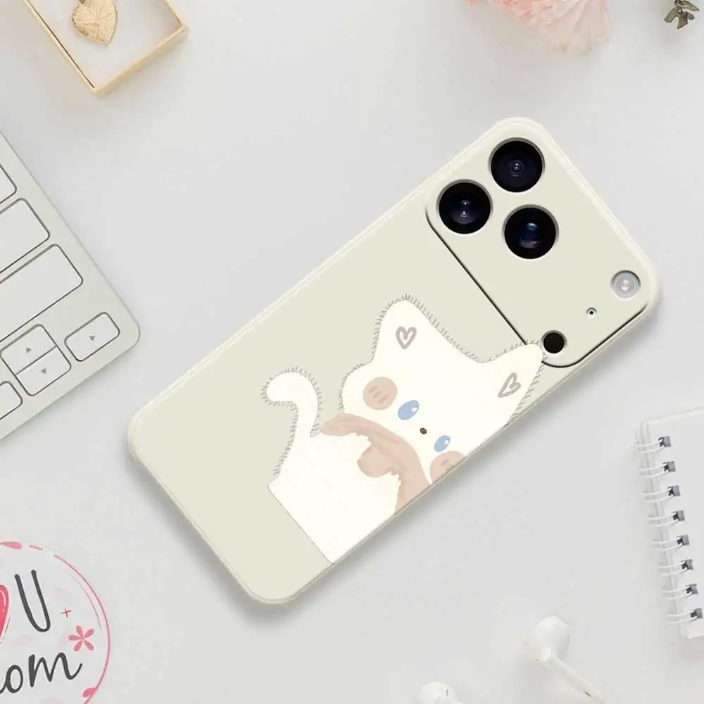 Funda de teléfono de gato de dibujos animados para iPhone 17 Pro Max 17 Air 16 15 14 13 12 11 Pro Max XS Max 7 8 Plus 16e 16 15 Plus TPU funda Coque
