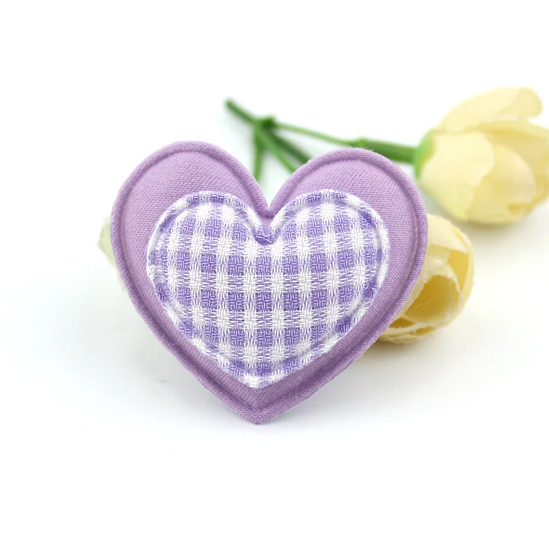 25Pcs 4.5cm Handmade Double Layer Heart Padded Appliques For DIY Headwear Hairpin Crafts Decoration Accessories