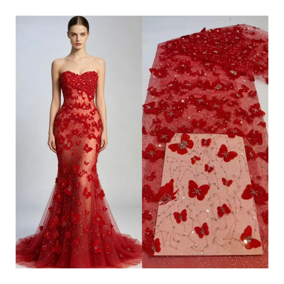 

Kalume Butterfly Sequins Lace Fabric African Nigerian Lace Fabric 2026 High Quality For Diy Dress Sewing Wedding Party