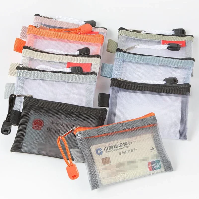 Mesh Small Coin Bag Zipper ID Credit Business Cards Organizer Pouch Wallet Mini Nets Cosmetics Bags Key Money Storage Purse